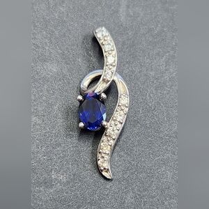 Blue & White Saphire Pendant in Sterling Silver